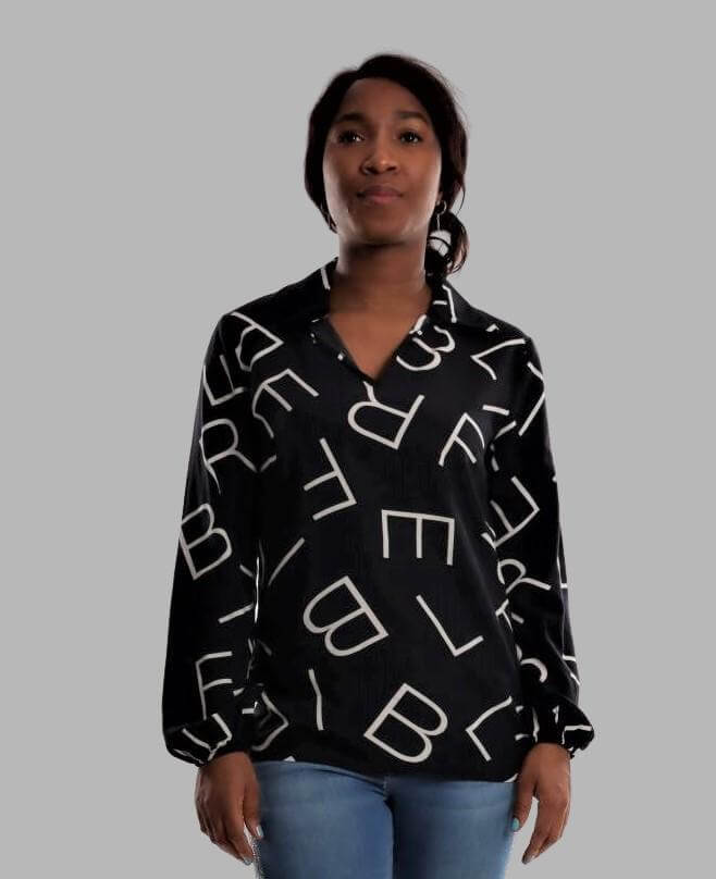Alphabet Print Shirt, shirt, black shirt, alphabet muster shirt