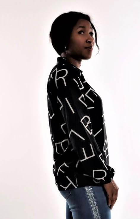Alphabet Print Shirt, shirt, black shirt, alphabet muster shirt