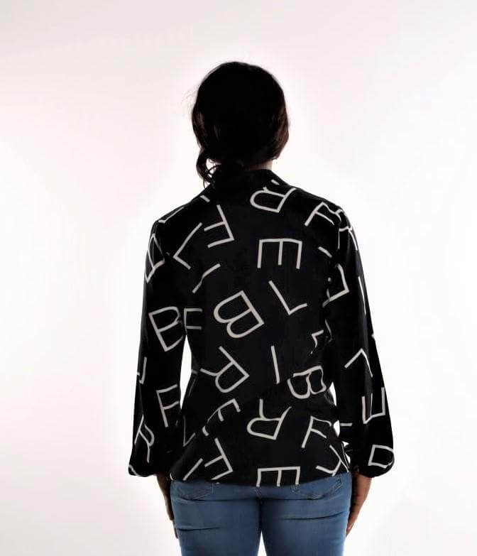 Alphabet Print Shirt, shirt, black shirt, alphabet muster shirt