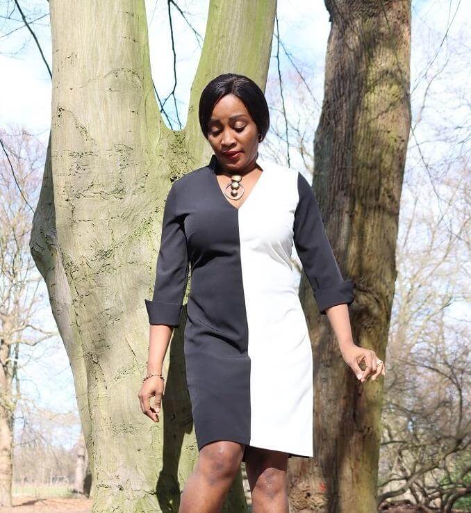 Bicolor Dress , dress, kleid schwarz, kleid weiß