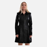Black Leather Zipper Dress,black dress, schwarz kleid, kleid damen