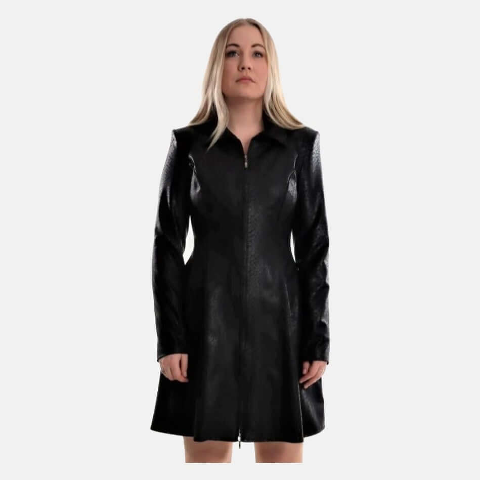 Black Leather Zipper Dress,black dress, schwarz kleid, kleid damen