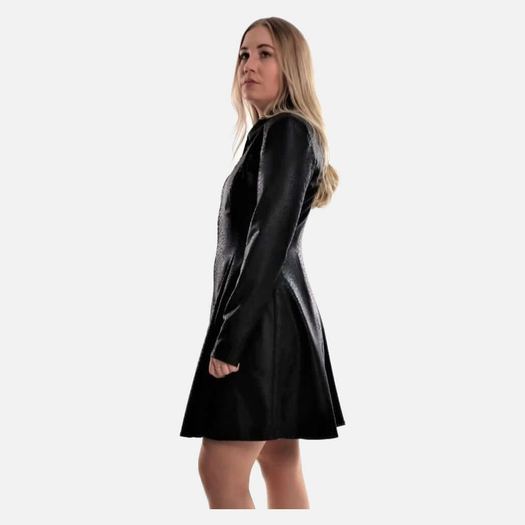 Black Leather Zipper Dress, black dress, schwarz kleid, kleid damen