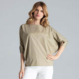 Blouse with Elbow Slits , Blouse,Blouse olive