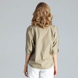 Blouse with Elbow Slits , Blouse,Blouse olive