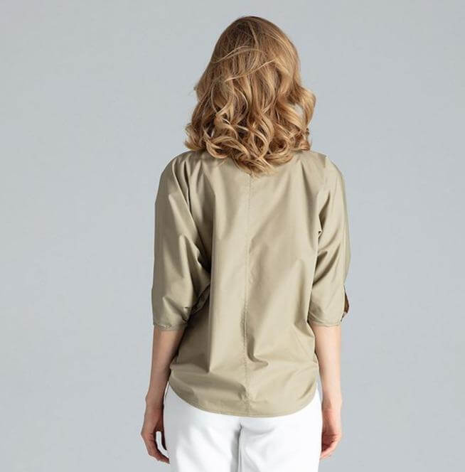 Blouse with Elbow Slits , Blouse,Blouse olive