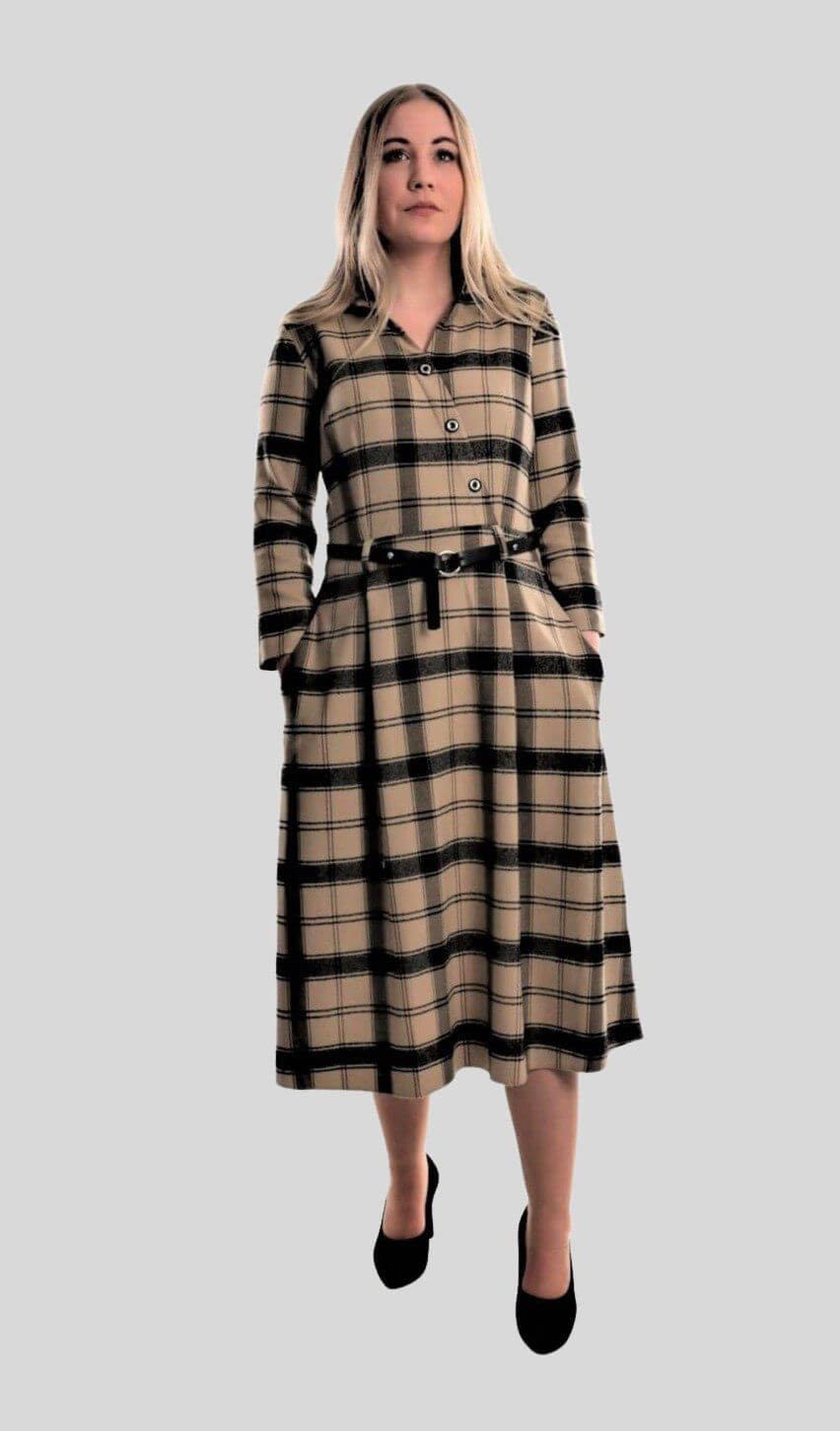Check Dress with Leather Belt JASPER