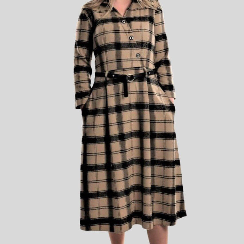 Check Dress with Leather Belt JASPER