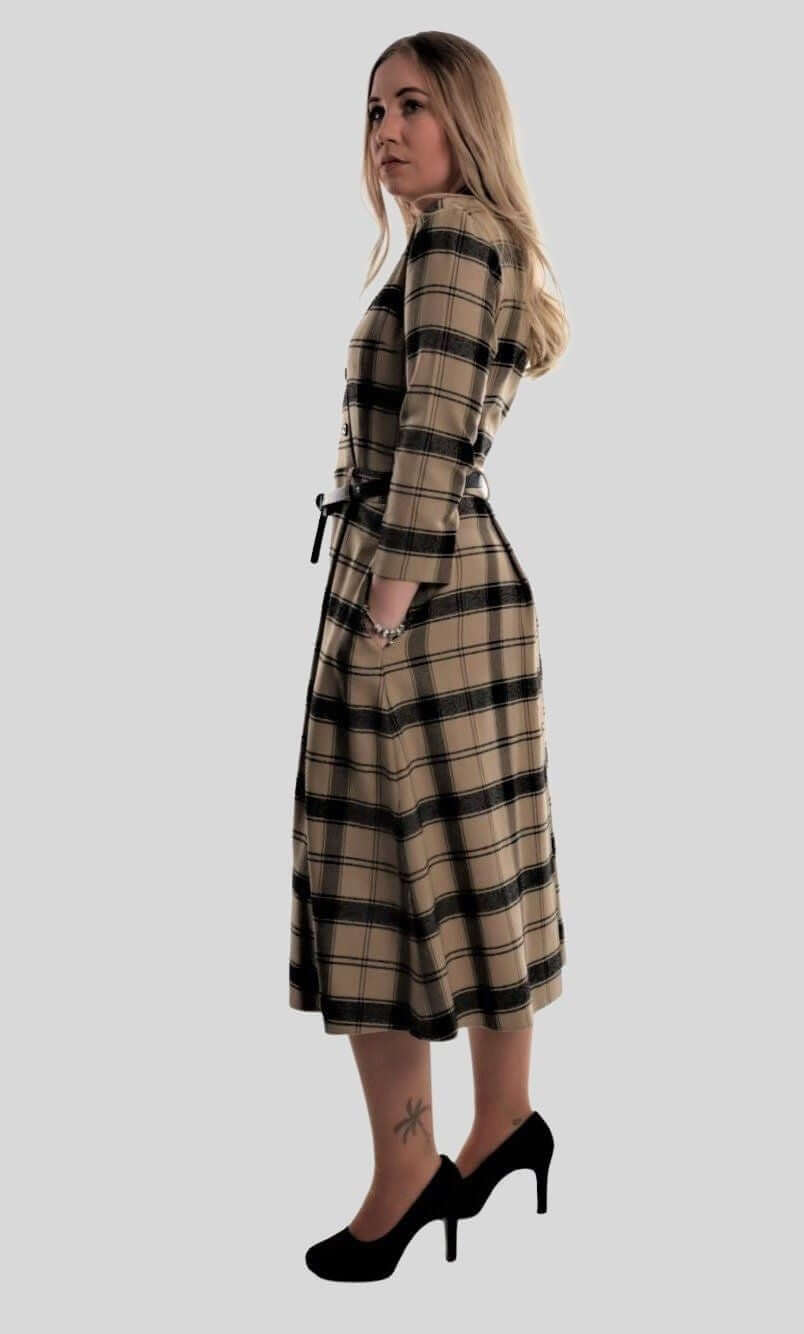 Check Dress with Leather Belt JASPER