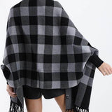 Checkered Pattern Shawl , shawl women, shawl cardigan