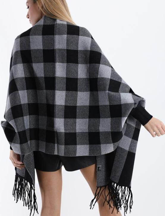 Checkered Pattern Shawl , shawl women, shawl cardigan