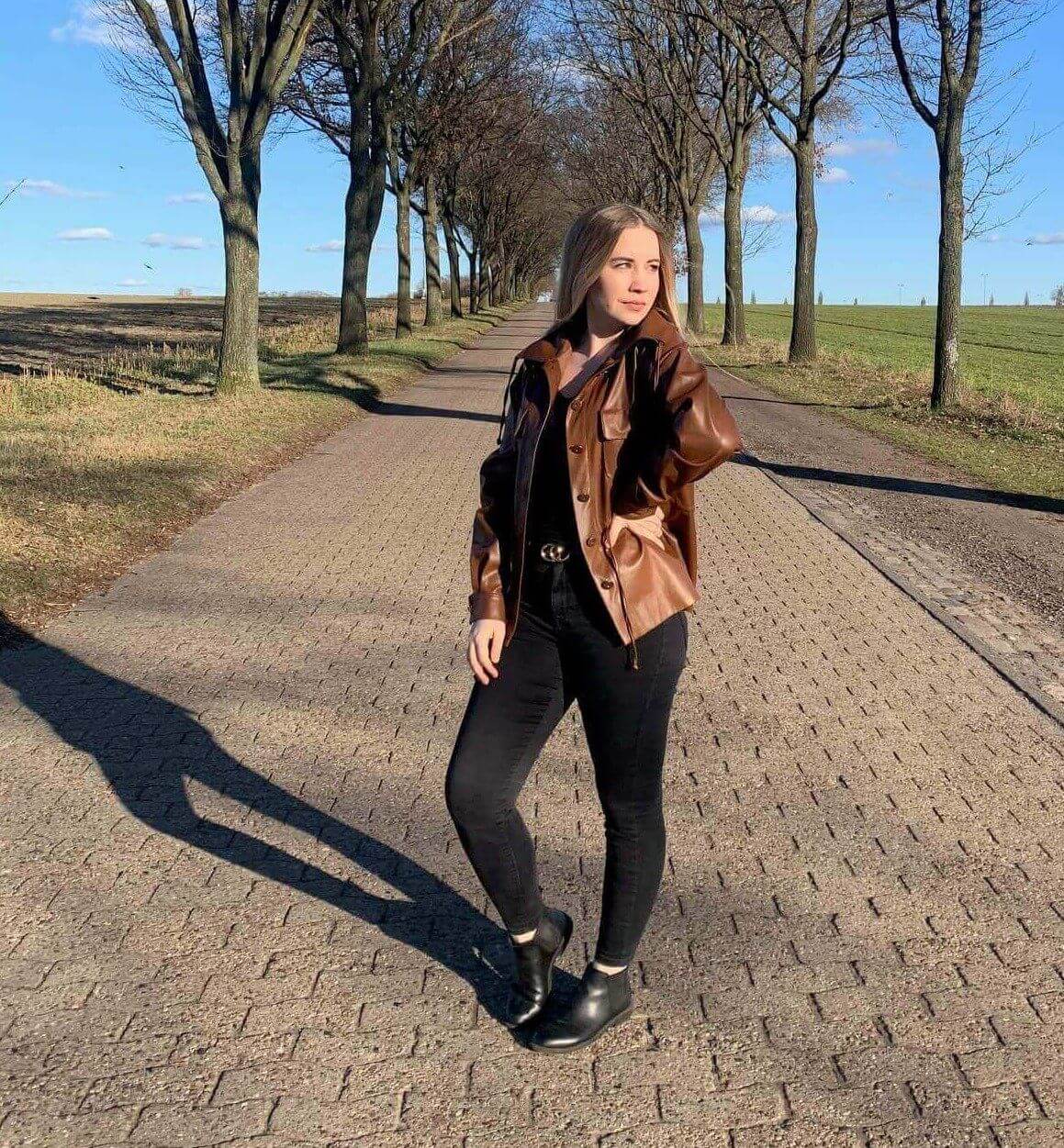 Faux Leather Drawstring Jacket JASPER