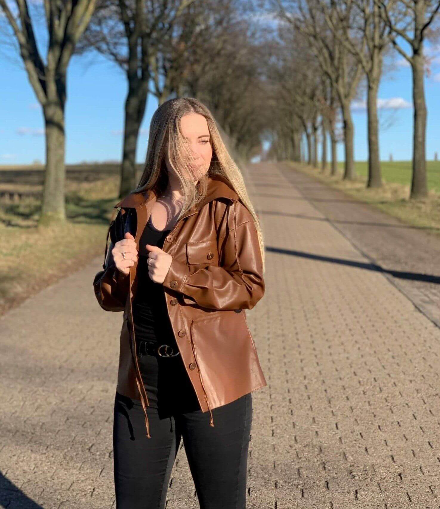 Faux Leather Drawstring Jacket JASPER