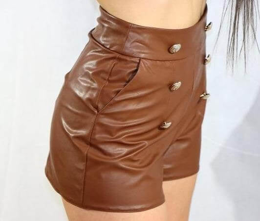 Faux Leather Shorts JASPER Mode brown