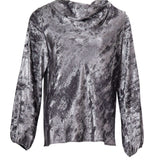 Fleece Pattern Blouse , blouse, blouse with elastic sleeves, blouse gray