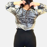 Fleece Pattern Blouse , Fleece Pattern Blouse , blouse, blouse with elastic sleeves, blouse gray