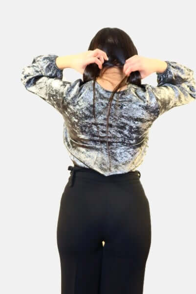 Fleece Pattern Blouse , Fleece Pattern Blouse , blouse, blouse with elastic sleeves, blouse gray
