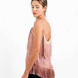 Fringe Spaghetti Top, Fringe Spaghetti Top, sleeveless top, pink top, summer top, top woman