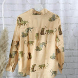 Leopard Muster Shirt ,Shirt Woman, long sleeves shirt with leo prints, Leopard Muster Shirt