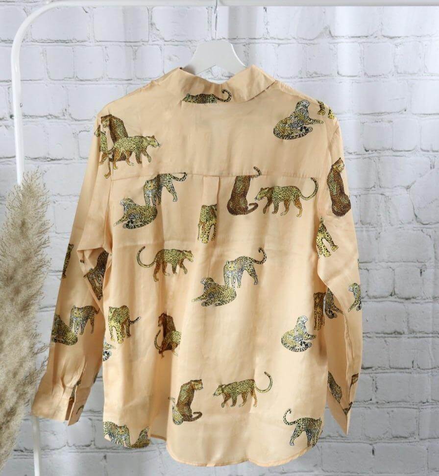 Leopard Muster Shirt ,Shirt Woman, long sleeves shirt with leo prints, Leopard Muster Shirt