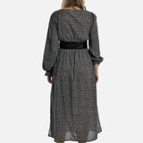 Maxi Dress with Leather Belt , Maxi Dress, dress with Leather Belt, polka dots dress, dress Woman, dots dress woman black