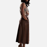 Maxi skirt ,Maxi skirt Leather, Skirt, Leather Skirts, Black Skirt Leather, Brown skirt