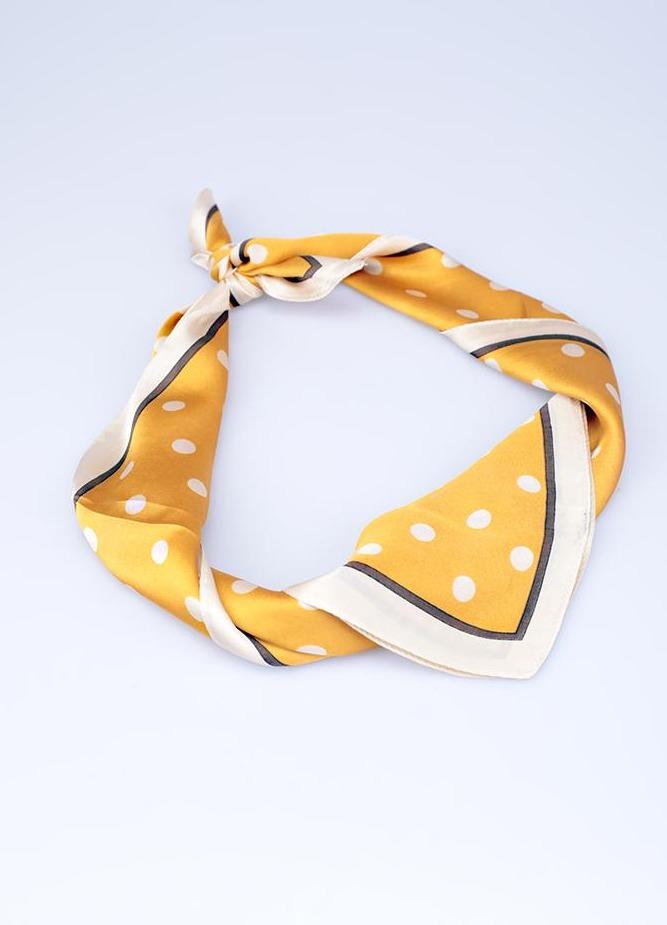 Polka Dots Neck ScarfYellow Silk SCarf, Yellow scarf