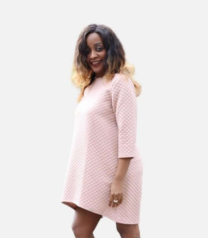 Mini dress, pink dress, dress, Quilted Asymmetric Dress