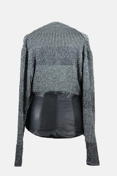 Ribbed Top with Leather
