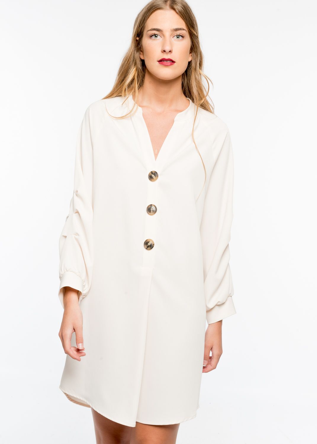 Shirt Dress, A-line Shirt Dress Beige and Khaki by JASPER Mode