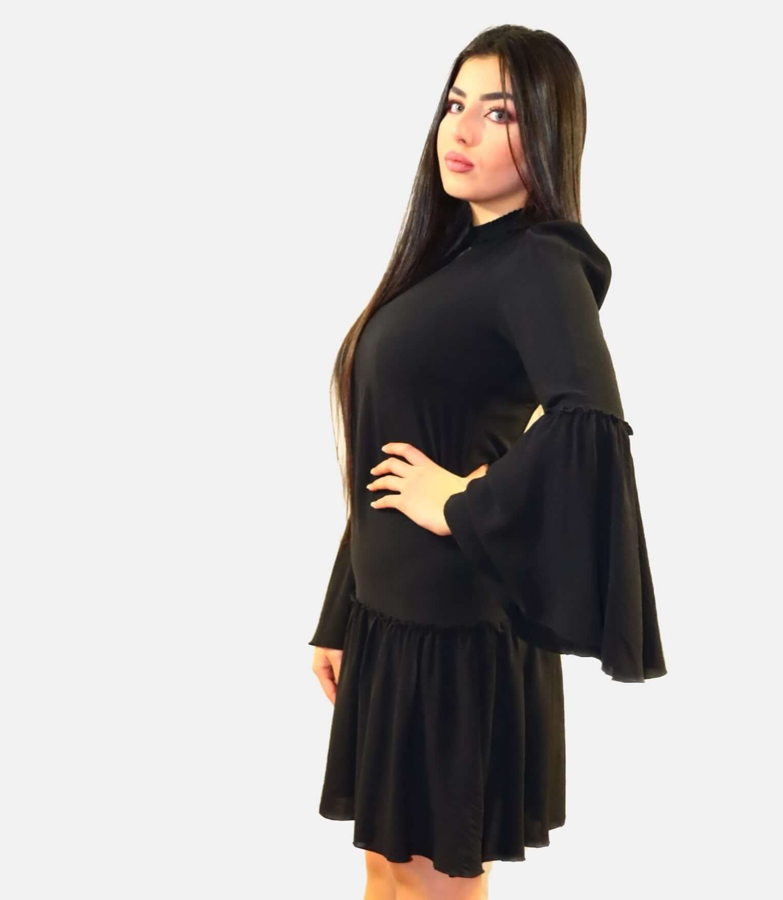 Short Gathers Dress ,Little Black Dress, flare dress, flare black dress, dress woman,