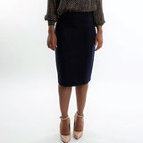 Straight Skirt with Zip JASPER Mode, Navy Skirt