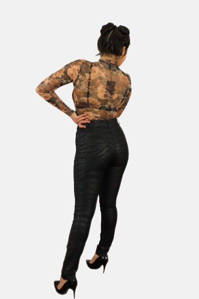 Zebra Print Leather Pants JASPER
