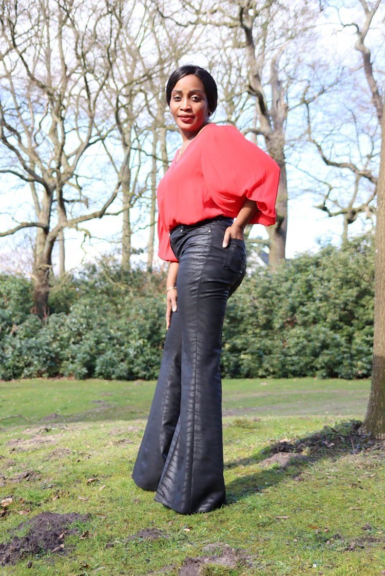 Zebra flare leather Pants JASPER