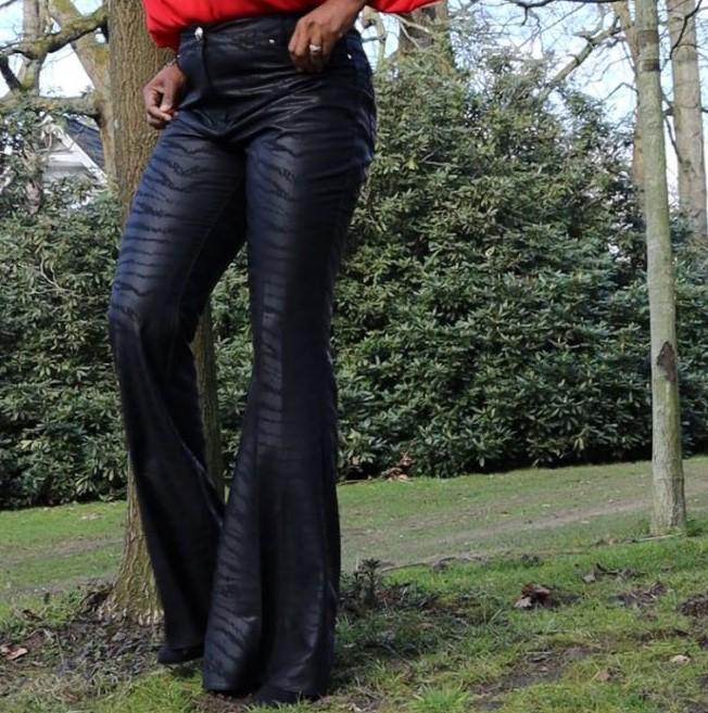 Zebra flare leather Pants JASPER