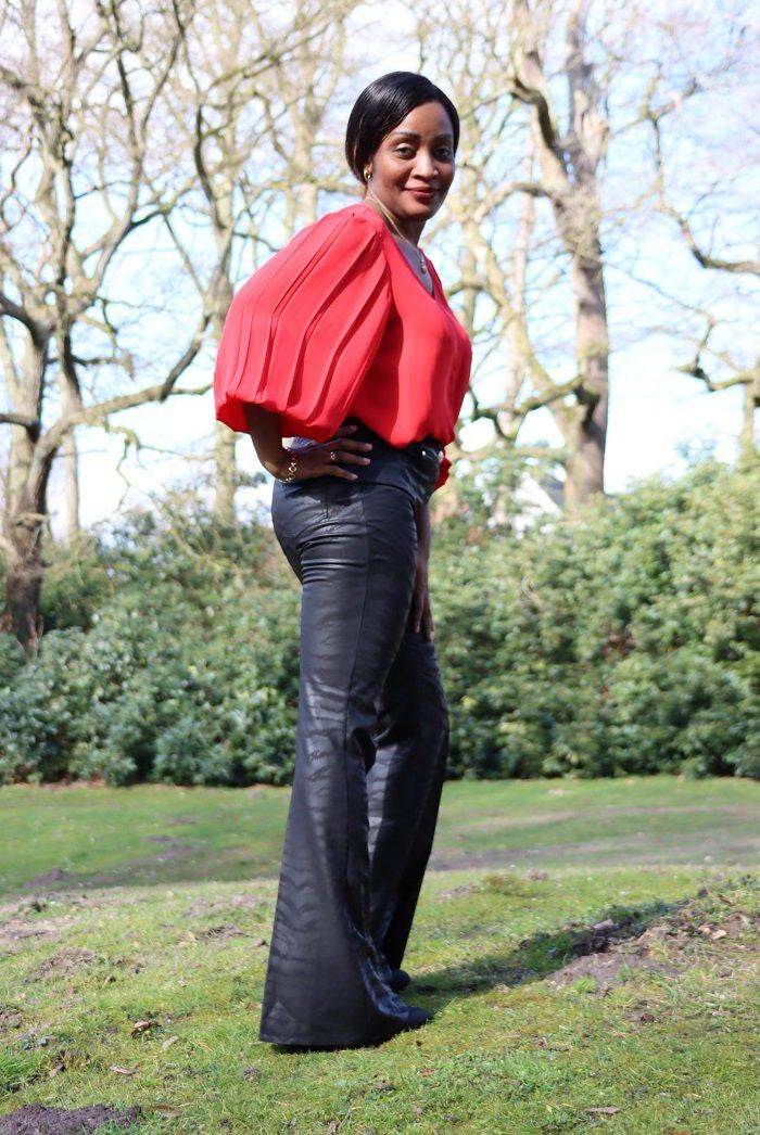Zebra flare leather Pants JASPER