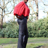 Zebra flare leather Pants JASPER