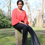 Zebra flare leather Pants JASPER