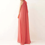 Chiffon gown with a Ruffled Neck peach