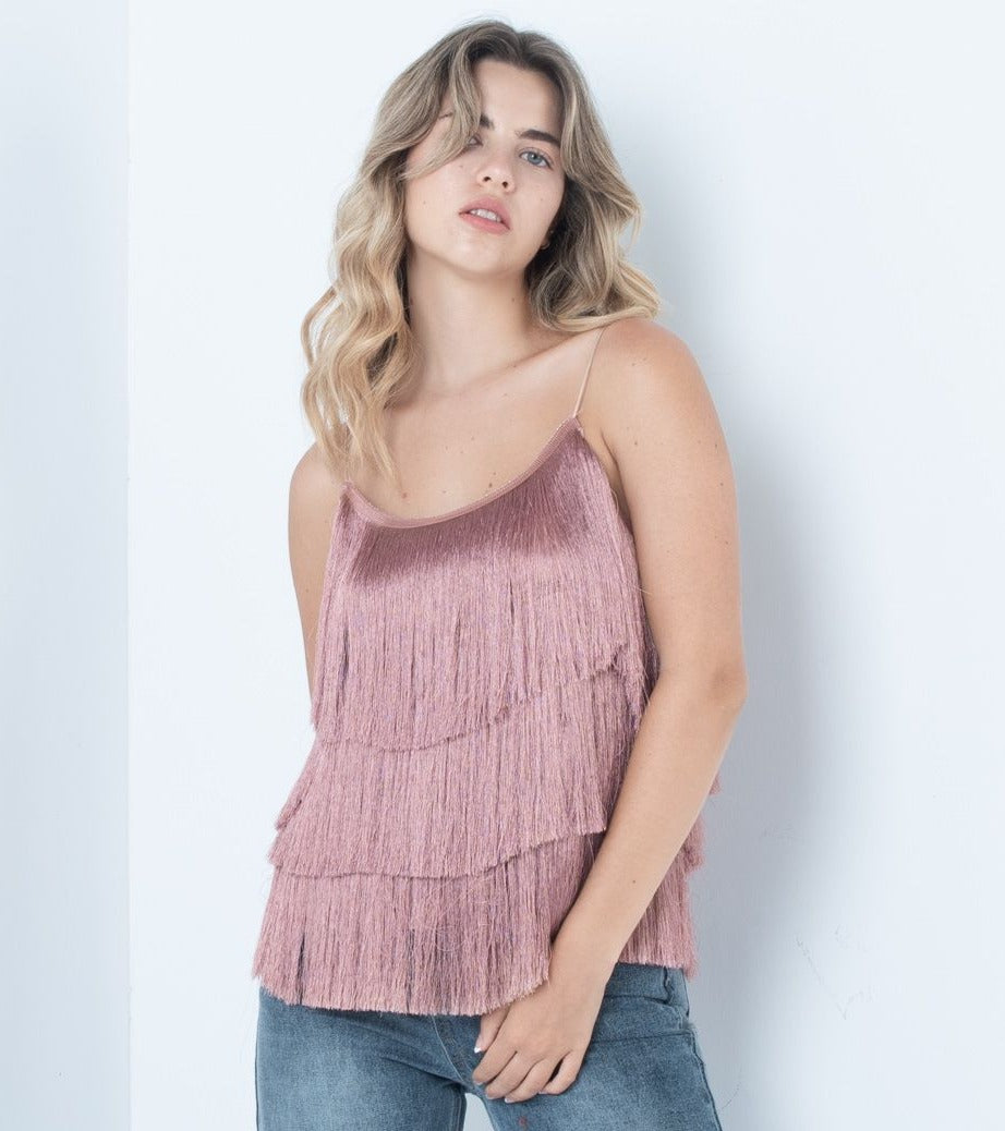 fringe pink top straps