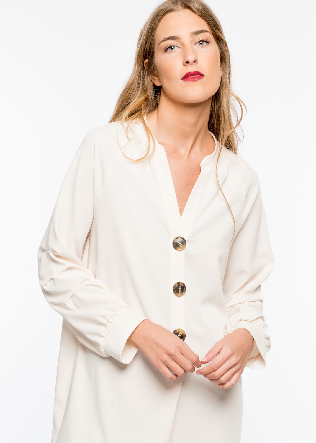 Shirt Dress, A-line Shirt Dress Beige and Khaki by JASPER Mode