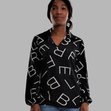 Alphabet Print Shirt, shirt, black shirt, alphabet muster shirt