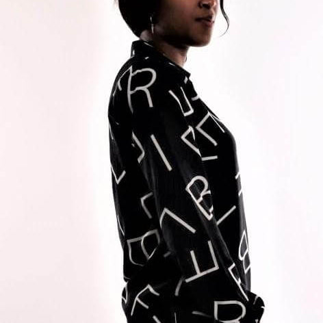 Alphabet Print Shirt, shirt, black shirt, alphabet muster shirt