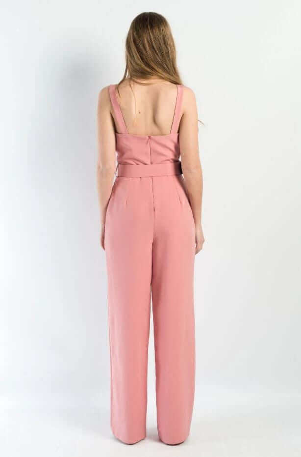 Beige Jumpsuit with Linu Belt, Jumpsuit beige, Jumpsuit wide leg woman, Jumpsuit straps beige