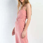 Beige Jumpsuit with Linu Belt, Jumpsuit beige, Jumpsuit wide leg woman, Jumpsuit straps beige