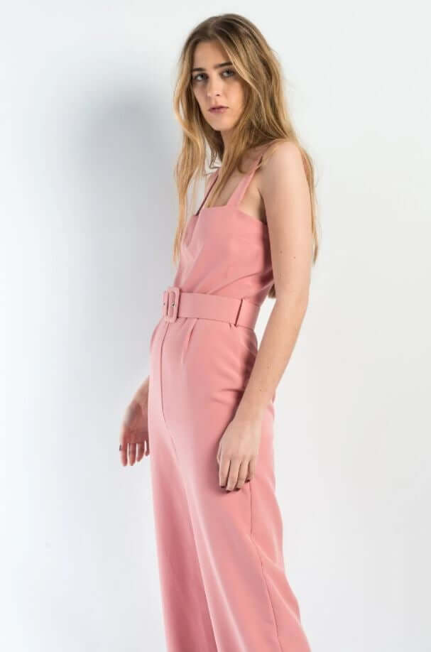 Beige Jumpsuit with Linu Belt, Jumpsuit beige, Jumpsuit wide leg woman, Jumpsuit straps beige
