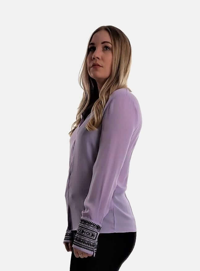 Lilac Blouse with Embroidery , bluse damen, bluse lilac