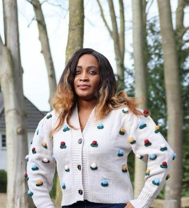Cardigan with floral patches JASPER