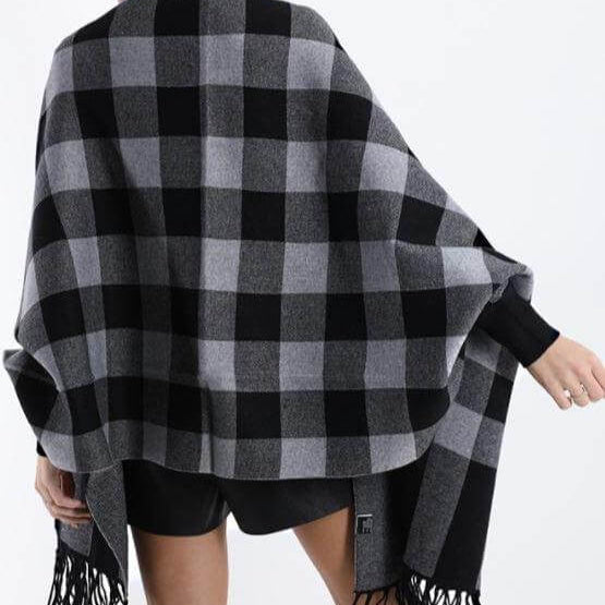 Checkered Pattern Shawl , shawl women, shawl cardigan