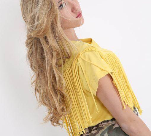 Cotton T-Shirt with Fringes JASPER